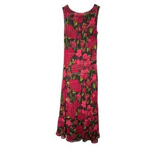 Mix Nouveau sleeveless maxi dress Small lined reversible Black and pink floral